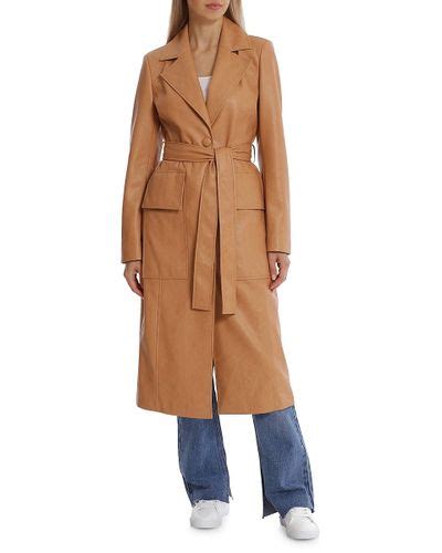 Avec Les Filles Faux Leather Belted Trench Coat Lyst