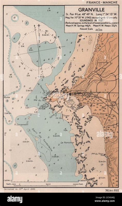 Granville Sea Coast Chart D Day Planning Map Manche Admiralty 1943