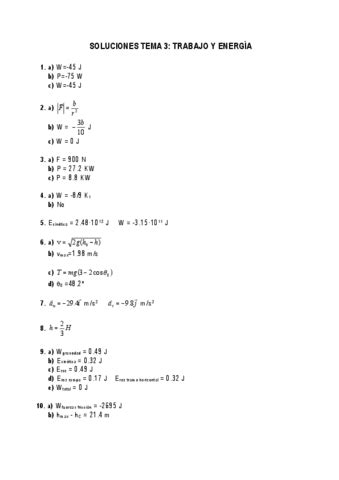 Seminario Tema 3 Soluciones Trabajo Y Energia Pdf
