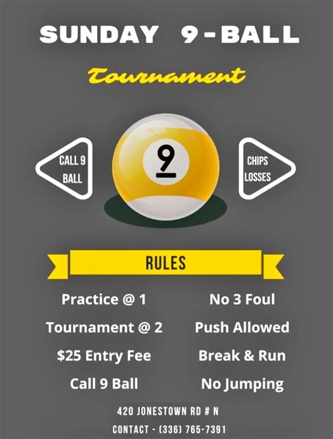 Sunday 9 Ball Round Break Time Billiards And Sports Bar