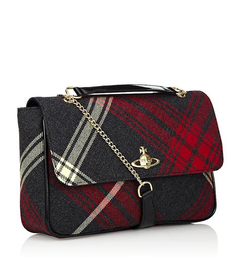 Vivienne westwood Winter Tartan Shoulder Bag in Black (gold) | Lyst