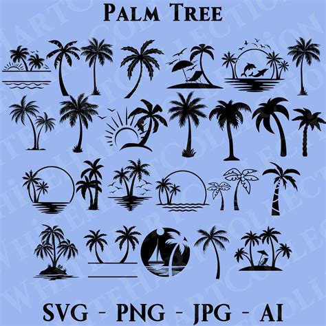 Palm Tree Svg Png Ai Commercial Use Forest Etsy