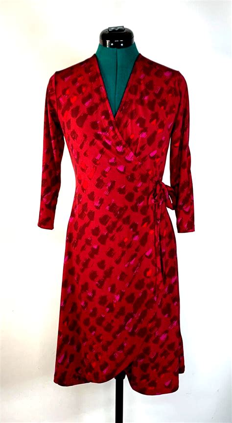 H By Halston Burgundy Maroon Printed Wrap Knee Length Dress Xxs Ebay