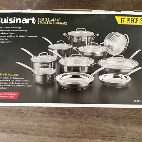 New Cuisinart 17 Pc Chef S Classic Stainless Steel Cookware Set 77 17n 86279101846 Ebay