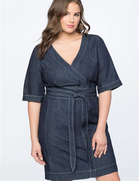 Denim Wrap Waist Dress Womens Plus Size Dresses Eloquii Plus