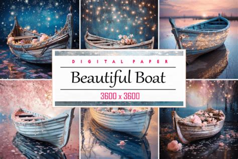 Beautiful Shabby Chic Boat With Glittery Graphic By Printable Design