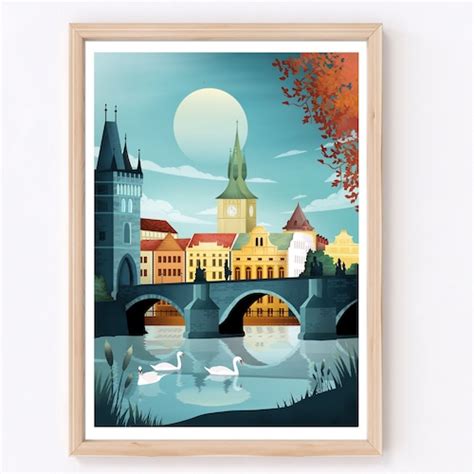 Prague Czech Republic Travel Poster Print Vintage Travel Etsy