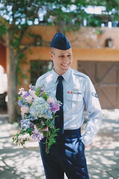 Air Force Dress Blues Groom at Fredericksburg, Texas Elopement