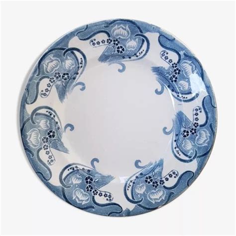 Assiette Plate Longwy Bleu Fa Ence Floral V G Tal