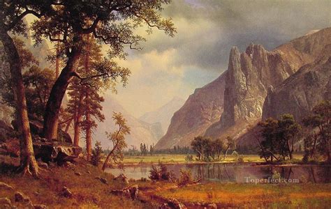 Yosemite Valley Albert Bierstadt Painting In Oil For Sale