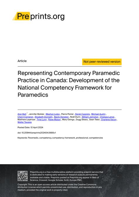 Pdf Representing Contemporary Paramedic Practice In Canada