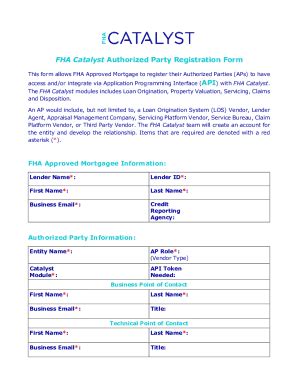 Fillable Online Fha Catalyst Authorized Party Registration Form Fax