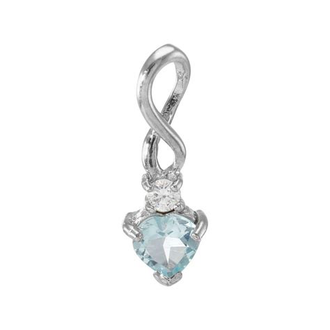 Pendentif Argent Rhodi Topaze Bleue Trait E Coeur Et Oxyde Ref