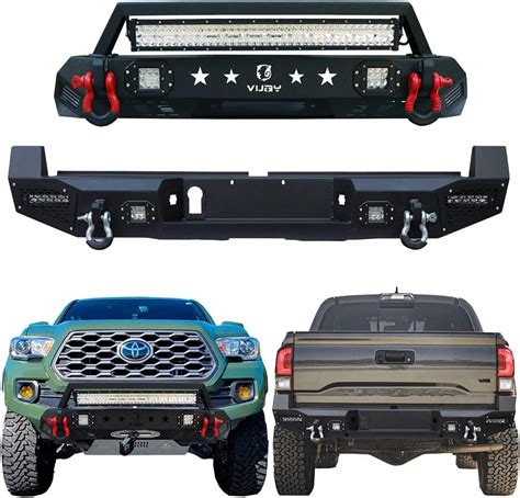 Buy Ronghui Tacoma Black Front Bumper And Rear Bumper With Winch Plate