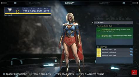 Supergirls Kandorian Battle Garb Epic Gear Set Injustice 2