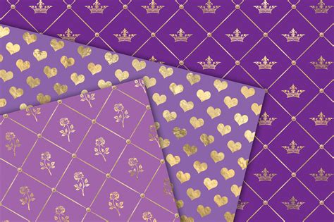 Purple And Gold Princess Digital Paper By Digital Curio TheHungryJPEG