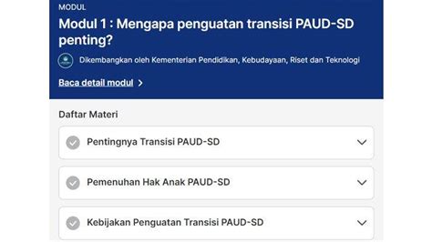 Kunci Jawaban Soal Post Test Modul 1 Transisi PAUD SD 1 Penguatan Di