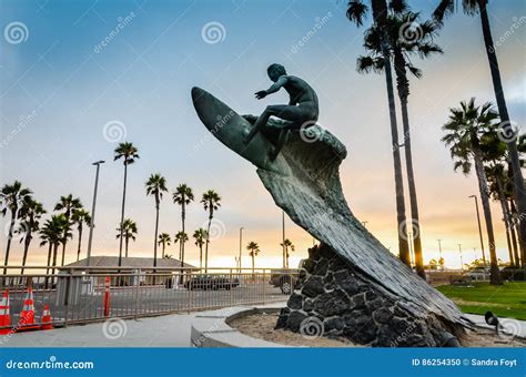 Nude Dude Naked Surfer Statue Huntington Beach Ca Stock Photo