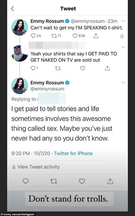 Emmy Rossum Slams Troll Who Says She S Paid To Get Naked On TV After She Supports Kamala
