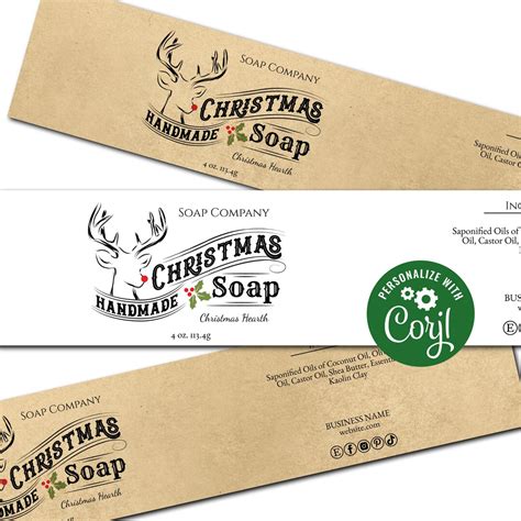 Christmas Soap Label Template, Soap Bar Packaging, Printable Wrap ...