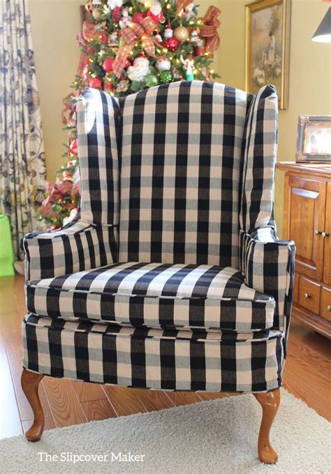 Wing Chair Slipcover In Buffalo Check Slipcovers For Chairs Home