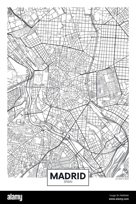 Detailed Vector Poster City Map Madrid Detailed Plan Of The City