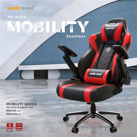 Anda Seat Gaming Chair Mobility Series Black Red Shopee Malaysia