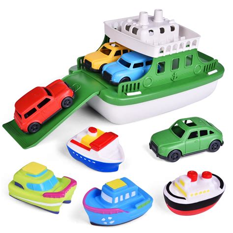 Fun Little Toys Ferry Boat With Mini Cars Bathtub Toy Greenwhite F