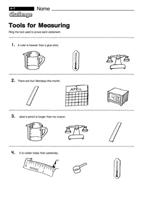 Tools For Measuring Measurement Worksheet With Answers Printable Pdf