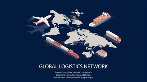 Isometric Global Logistics Network Concept Air Cargo Trucking Rail