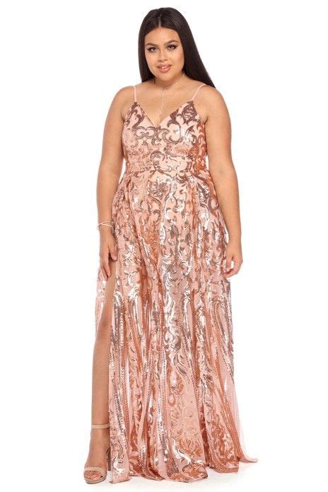 Plus Grace Rose Gold Princess Dress Gold Plus Size Dresses