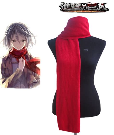 Attack on Titan Mikasa Ackerman Red Cosplay Scarf-in Costume ...