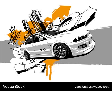 Racing car graffiti abstract art Royalty Free Vector Image