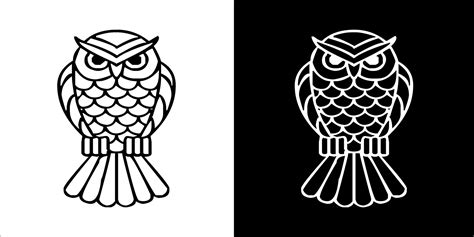 Ilustration, Vector graphic of owl Black and white color, with ...