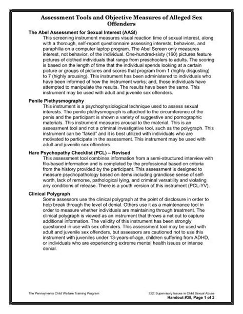 Assessment Tools And Objective Measures Of Alleged Sex Offenders