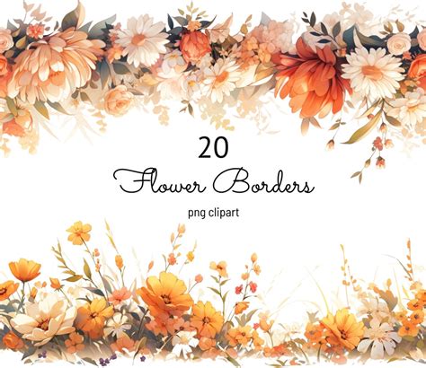 Fall Flower Border Clipart Autumn Floral Borders Clip Art Watercolor