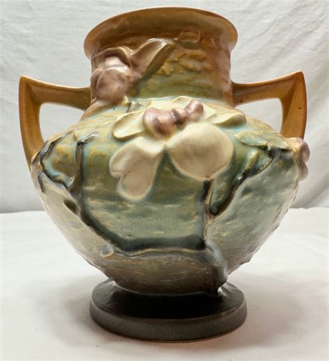 Vintage Roseville Pottery Double Handle Magnolia Art Pottery Ceramic