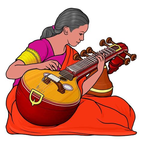 Saraswati Veena Musical Instruments Drawing Indian Music Indian