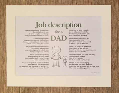 Dads Job Description Poem Print Poem For Dad Or Step Dad On Fathers