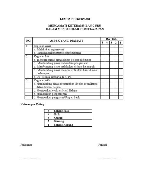 Contoh Lembar Observasi