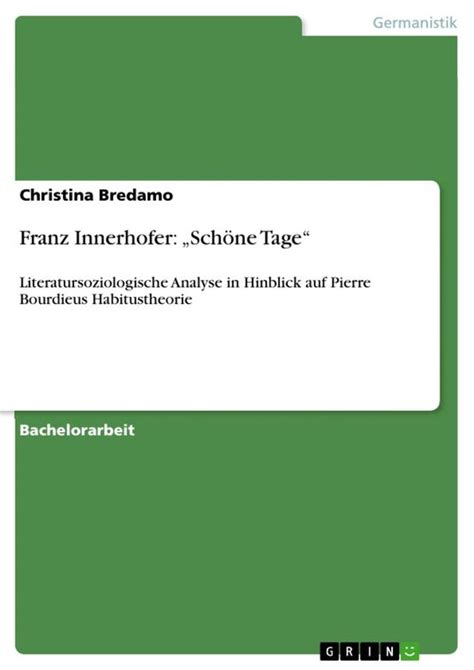 Franz Innerhofer Sch Ne Tage Ebook Christina Bredamo