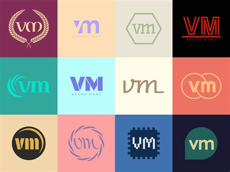 Vm Logo Company Template Letter V And M Logotype Set Different