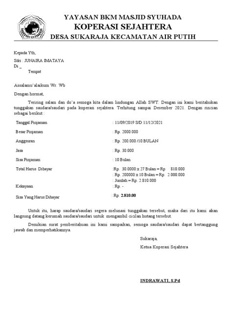 Surat Tunggakan 2021 Pdf