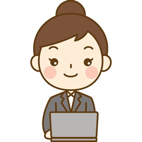 パソコンをするol（会社員）のイラスト かわいい女性の無料イラスト『woman Illust』