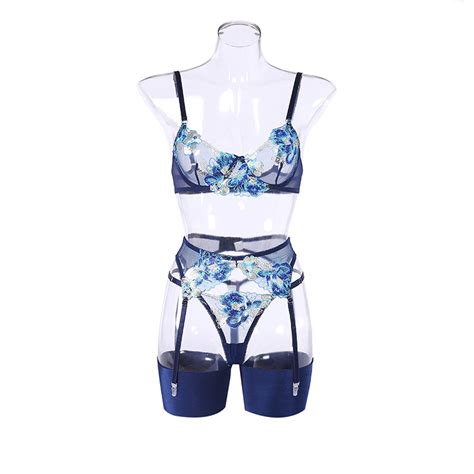 Sheer Colourful Floral Embroidered Lingerie Set Elite Intimates Lingerie