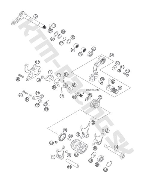 KTM Racing Schéma SHIFTING MECHANISM pre model KTM MX 125 SX 2007 EU