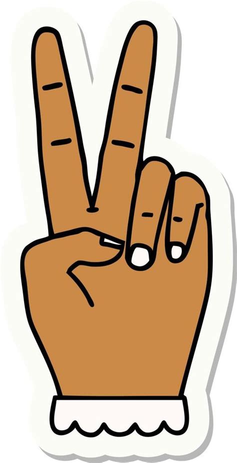 peace symbol two finger hand gesture sticker 12279826 Vector Art at ...