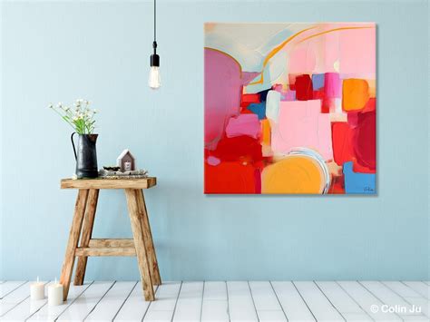 Large Abstract Art for Bedroom, Original Abstract Wall Art, Modern Can – Paintingforhome