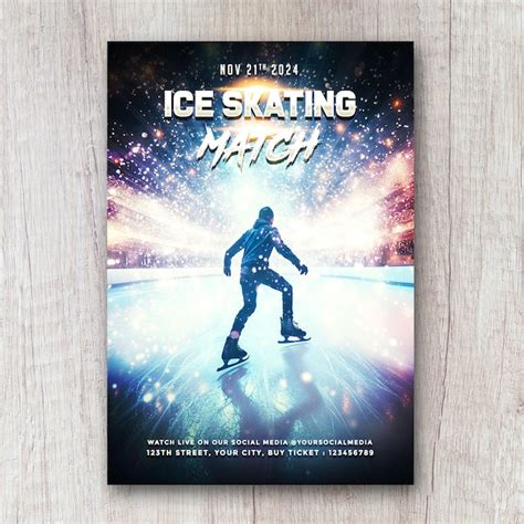 Ice Skating Tournament Flyer Poster Social Media Banner Premium Ai