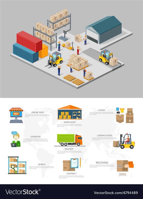 Icon D Isometric Process Of The Warehouse Vector Image